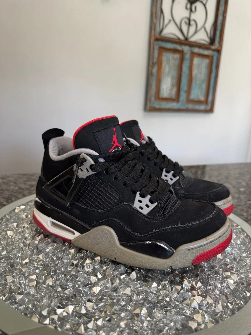 Nike Air Jordan flight 4 Black with Red and Gray Accents 6Y